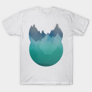 Ombre Mountainscape (Blue, Aqua) T-Shirt